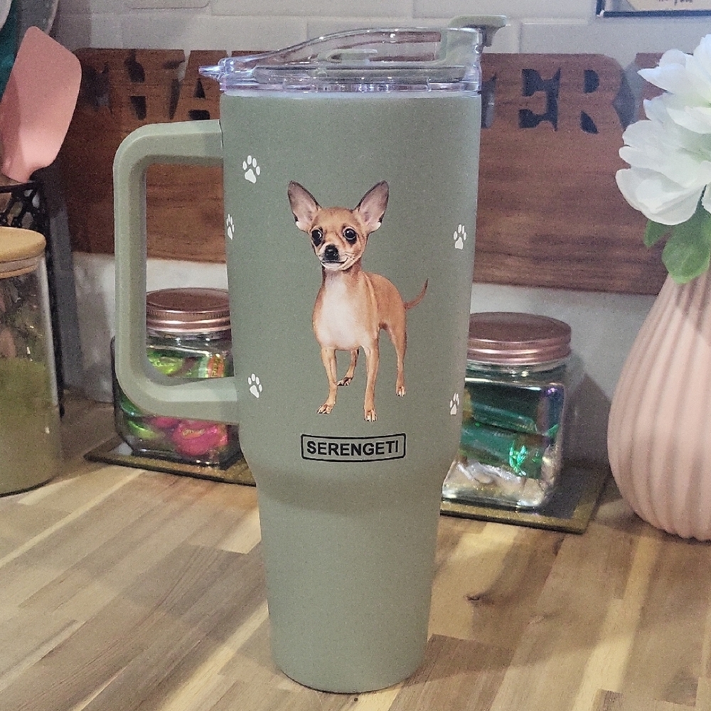 🐶NEW! Serengeti Chihuahua Sage / Olive Green Dog Tumbler